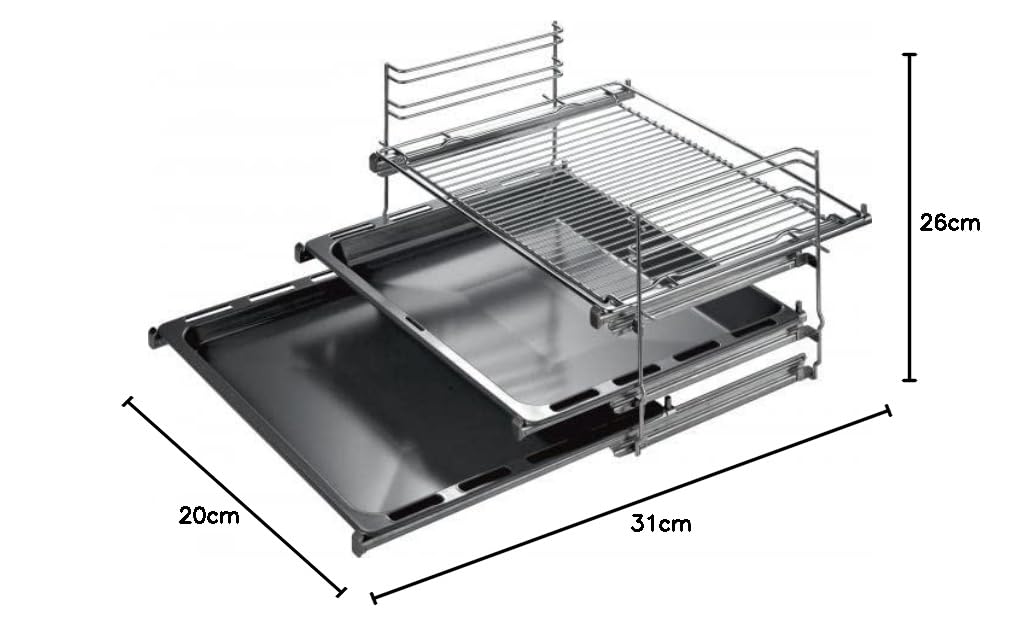 Bosch Hausgeräte HEZ438301 Accessoires pour four avec système d'extraction, 3 compartiments télescopiques, en acier inoxydable