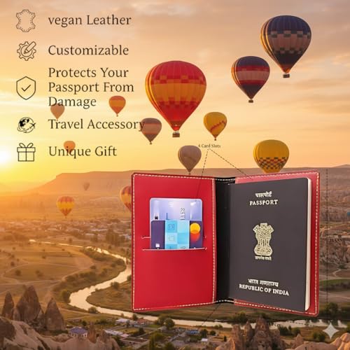Image of Personalised PU Leather Passport Cover with Name | Customized Passport Holder & Card Organizer | Stylish Unisex Travel Wallet & Gift for Men & Women - Premium Gift Edition