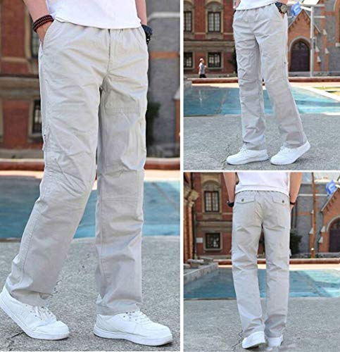 Men's Cotton Lightweight Twill Relaxed Fit Full Elastic Waist Pant with Pockets3