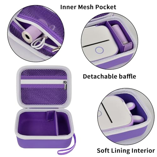 Image of ANKHOH Label Maker Case for Memoking T02 / for Phomemo M02 / M02S / M02 Pro / Q30S / for Nelko PM230 / for Anycash /for Ponek Mini Pocket Printer, Portable Sticker Paper Storage Holder - Box Only (Purple)