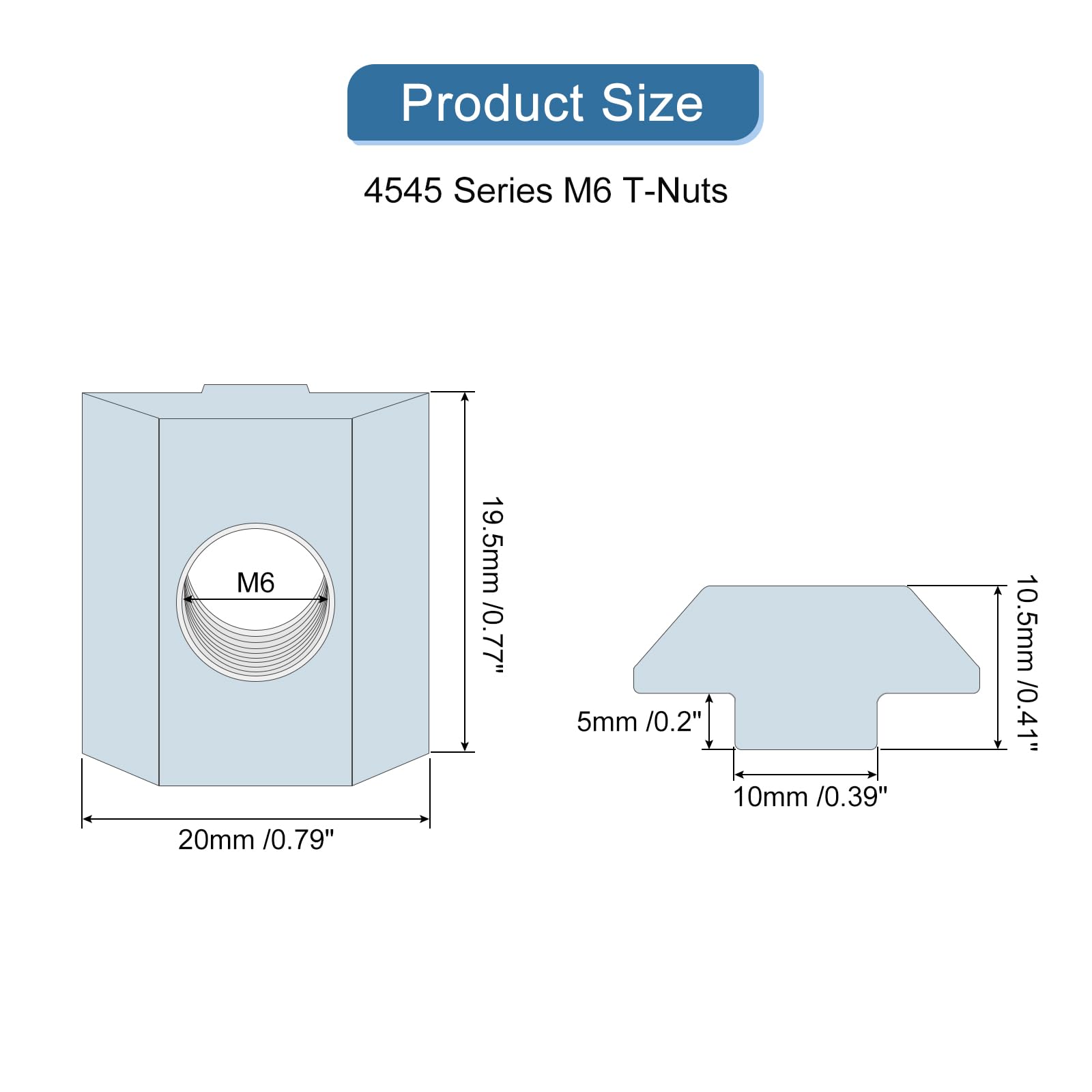 uxcell t Nuts, 12pcs - Galvanized Carbon Steel t Slot Bolts, 4545 Series M8 Hammer Head Fastener, Sliding t Nuts for Aluminum Extrusion Profile (Silver)