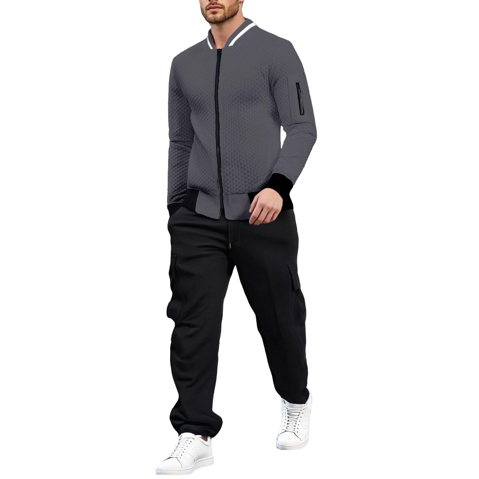 Tute da Ginnastica Uomo Maniche Lunghe Giacca invernale con cerniera Sports Jogging Pantaloni Leggero Sportiva Set Completa Felpa Tracksuit,Tuta Sportiva Uomo Invernale,Regalo Natale Halloween