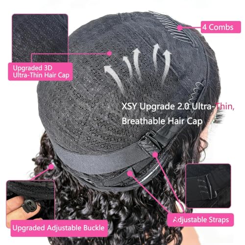 Image of Half Wig Human Hair Burmese Curly Spiral Curls End 180% Density 1B# 12 Inch