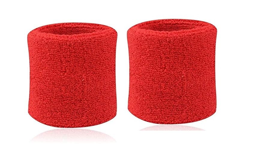 AASHIE N HOME'S One Pair of RED Color Sweatband/Wrist Band/Wrist Support for Gym and Sports Activities.