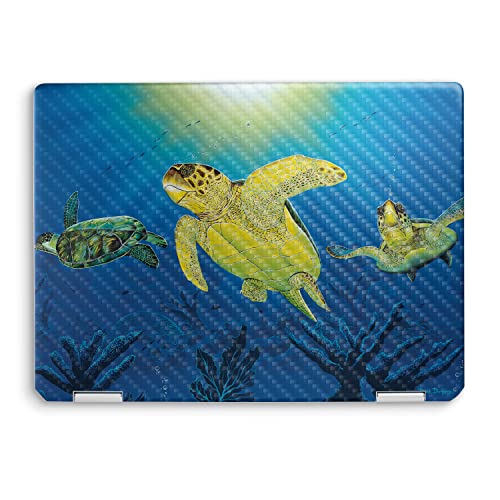 Image of MightySkins Carbon Fiber Skin Compatible with HP Spectre x360 14 inch (2022) Full Wrap Kit - Turtle Dreams | Protective, Durable Textured Carbon Fiber Finish | Easy to Apply | Made in The USA