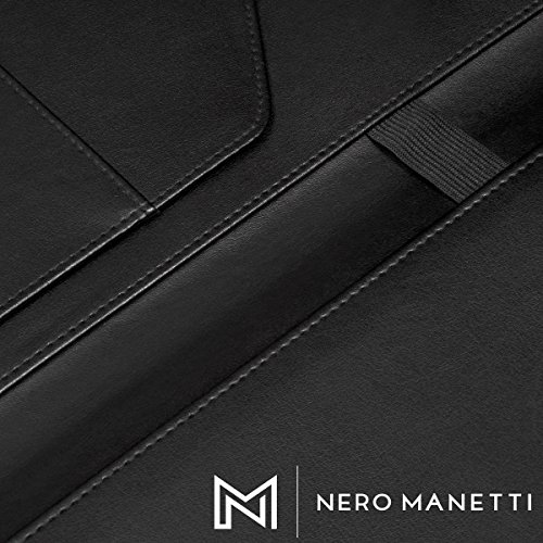 Nero Manetti- Leather Portfolio Folder - Business Pu Leather Portfolio Notepad Holder For Resumes, Legal Pad Portfolio Executive Binder, Professional Padfolio Notebook For Women/Men (Black) #TOP5