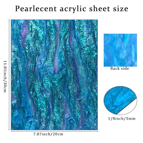 Image of Pearl Glitter Cast Acrylic Sheet 1 /8 Inch for Laser Cutting 12x8 Inch Sparkly Water Stream Pattern Acrylic for Laser Engraving, Crafts, DIY Projects (1, Cloisonne, 12x8 Inch)