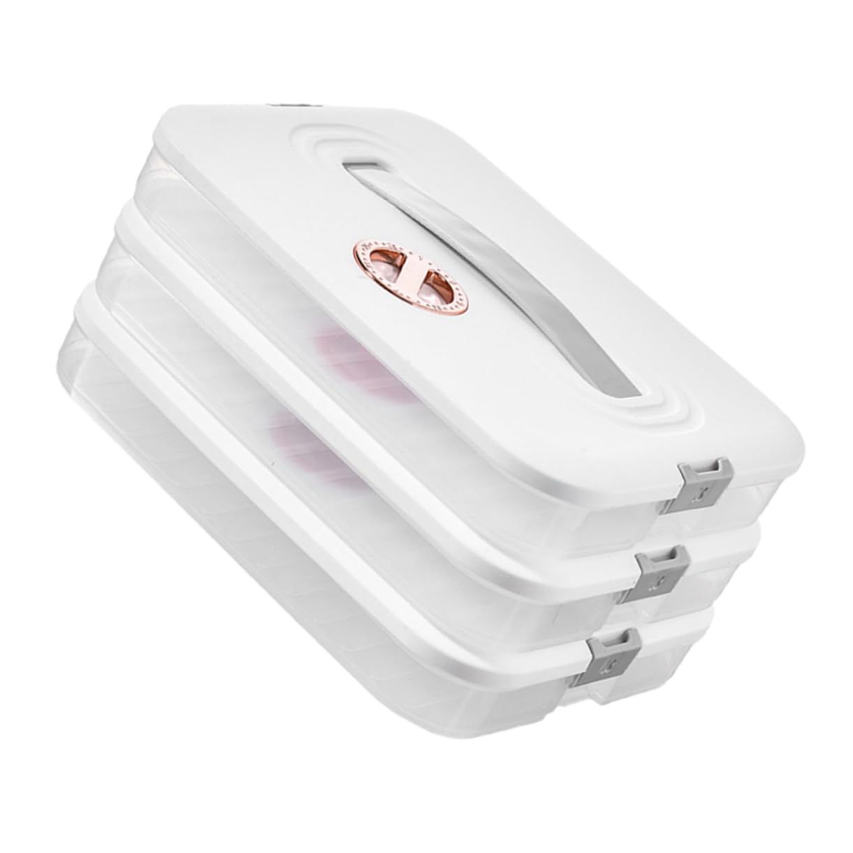 Cabilock Boîte de Rangement pour Raviolis 3 Couches, Plastique Alimentaire Blanc, Hermétique et Léger, pour Conservation Réfrigérateur et Congélateur, Maison Cuisine, Boîte de Stockage