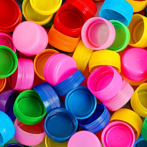 YIMINI 100 Tapas De Plástico Coloridas, Tapas De Botella De PE, Tapas De Botellas Y Manualidades, Reutilizables, para Manualidades Infantiles Y Actividades Educativas (12 Colores)
