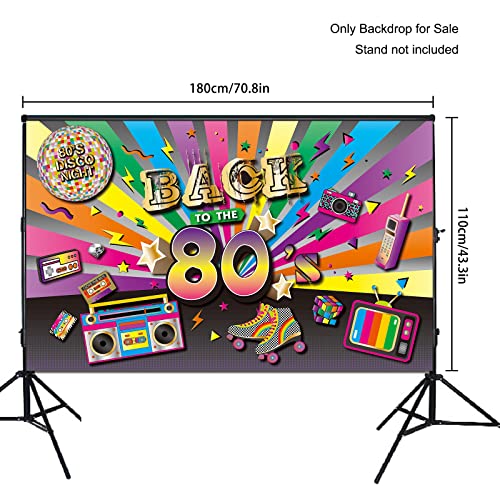 BRT Bearingshui 80's Party Decorations Supplies, Back to The 80's Banner 80's Backdrop Photography Background Decoration, 80’s Themed Party Backdrops Decoration Multi-Color