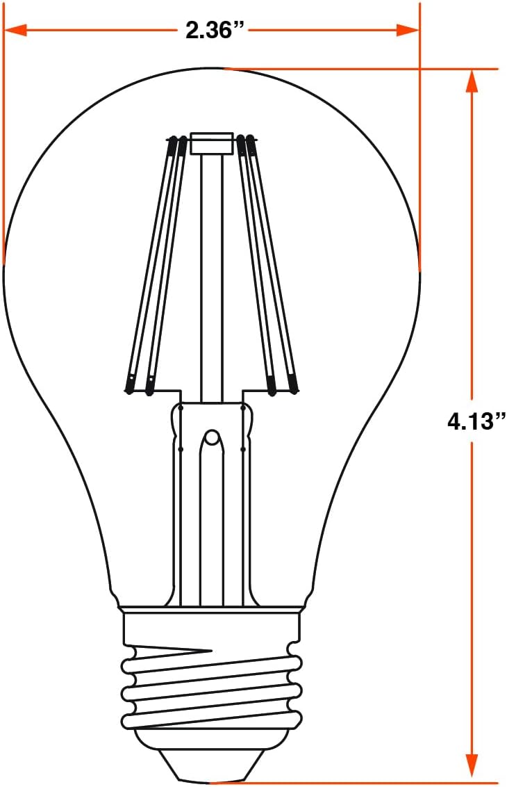Sylvania A19 Clear LED White Filament Bulb, 6.5W, Dimmable, 800 LMS, Medium Base, 2700K, Soft White - 2 Pack (42170)
