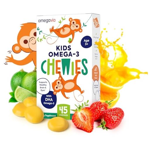 Omega 3 Fish Oil Gummies - Ultra-High DHA Chewable Gel Gummy - Omega 3 for Kids Supports Brain, Eyes & Bones - Sugar-Free Natural Fruit Flavor - Kids Omega 3 Gummies (45)