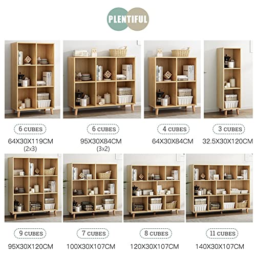 Iotxy Freestanding Open Cubes Bookcase - 2-Tier Floor Standing Wooden Storage Display Cabinet Organizer With Legs For Home Office, 4-Cubes Open Shelf Low Short Bookshelf, Oak #TOP6