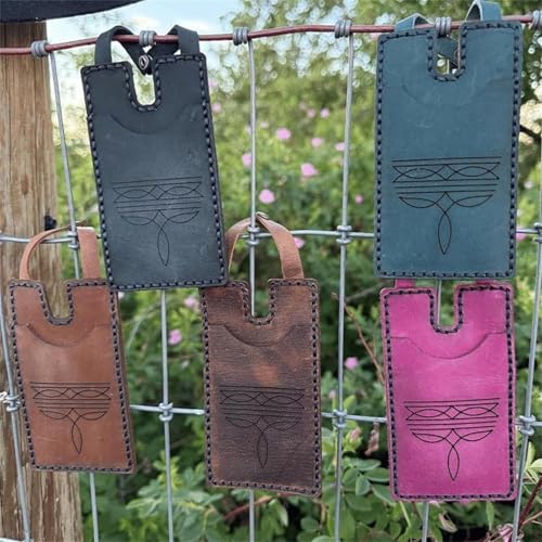 2025 fashion leather wallet, Handcrafted Small Leather western boot wallet with snap strap, Leather Boot Credit Card Holder, Suitable for all pull-on boot straps (Tawny)3