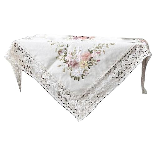 prasku 1 Mantel Kit Punto de Cruz Impreso Estampado Fácil para Bordar 90x90cm - Blanco, Individual Cover