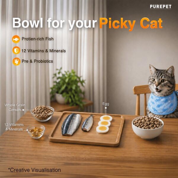 Image of Purepet Adult Dry Cat Food Sea Food Flavour, 1 kg Pack