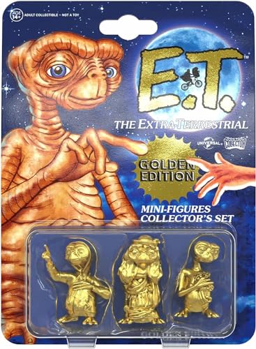 Doctor Collector E.T. el Extraterrestre, Set de Mini Figuras 'Golden Edition' en Edición Limitada, Paquete con 3 Personajes de PVC de 5 cm