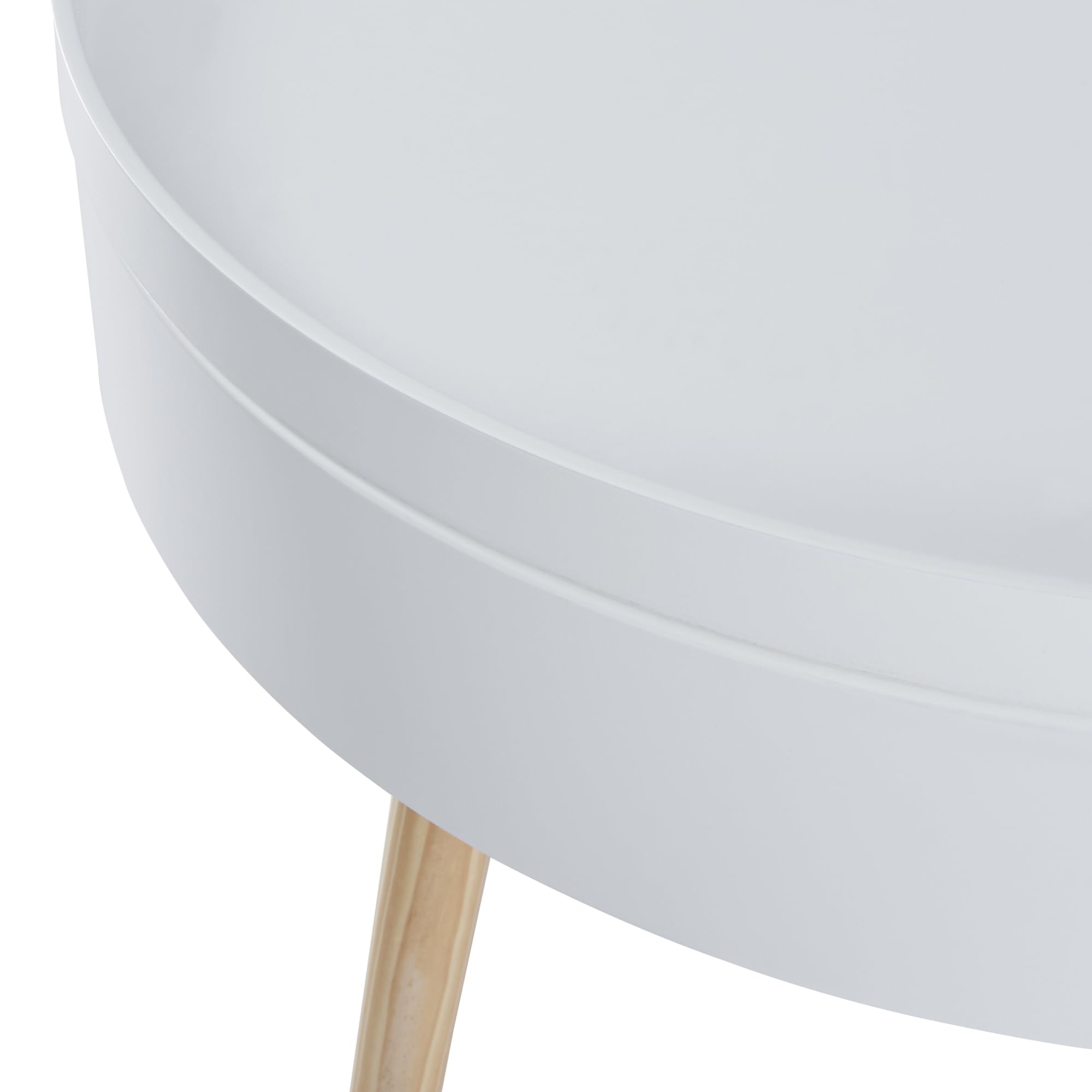 [en.casa] Couchtisch Bongard mit abnehmbarem Tablett rund Beistelltisch in glatter Optik Ø60 x 45 cm für Wohnzimmer Aufbewahrungstisch niedrig Sofatisch mit Stauraum Weiß
