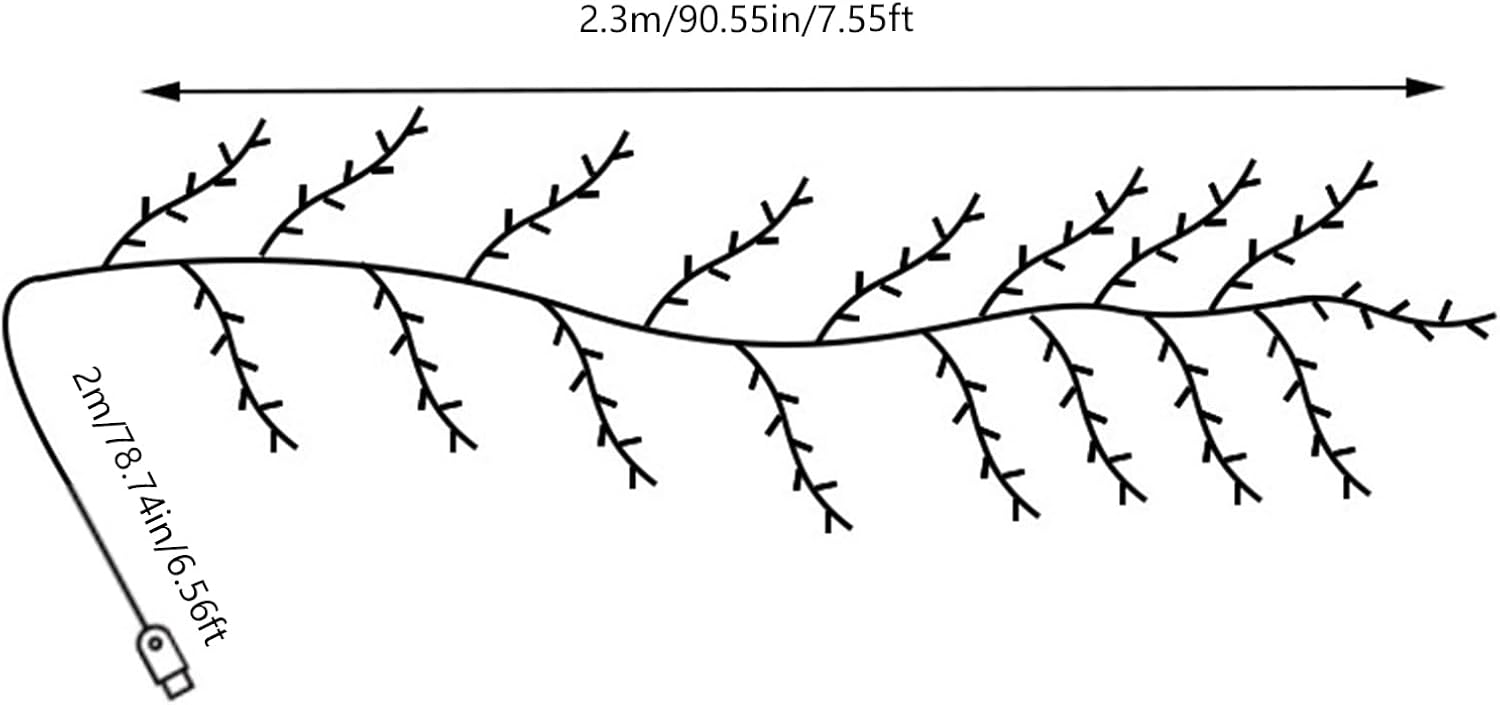 Decoration LED Light, Artificial Tree Branches Light, Vine-Shaped LED Light for Rooms, Courtyards, Streets, Balconies, Shops, 6.56ft