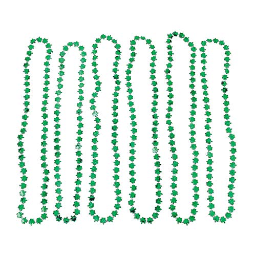 Fun Express - Metallic Beaded Shamrock Necklaces for St. Patrick's Day - Jewelry - Mardi Gras Beads - Mot Shaped - St. Patrick's Day - 12 Pieces