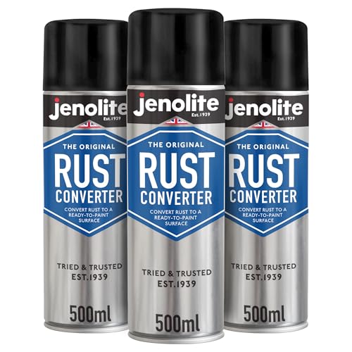 JENOLITE Spray Convertidor de Óxido | 3 x 500ml | TRATAMIENTO DE ÓXIDO | Convertidor de óxido Ideal para Autos y Metal Oxidado, Aerosol Convertidor e Imprimación | Fórmula a base de epoxi
