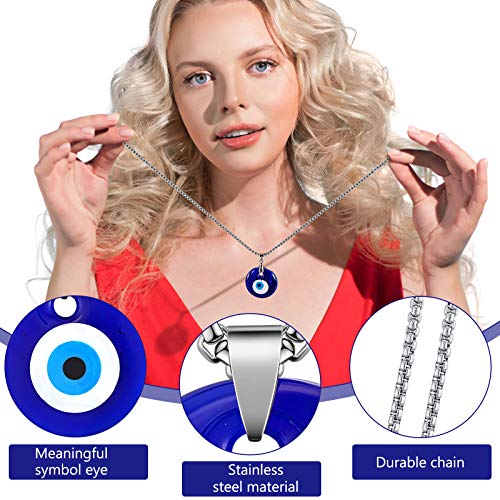 Yaomiao 6 Pieces Evil Eye Pendant Necklace Turkish Blue Eye Necklace Glass Eye Stainless Steel Chain Necklace For Women Girls #TOP2