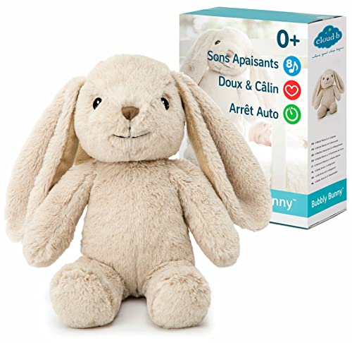 Cloud b Son Apaisants | Animal en Peluche Câlin | 3 Bruits Blancs et 1 Berceuse | Arrêt Automatique | Peluche Lapin Bubbly Bunny