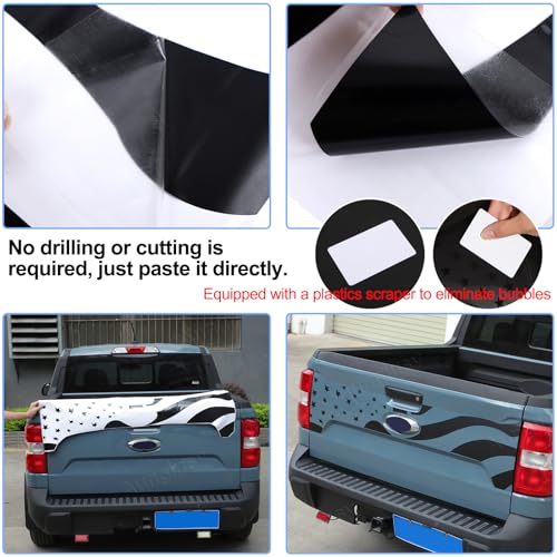 Image of Aunginsy Trunk Tailgate Panel Decal Sticker Wrap Compatible with Ford Maverick 2022-2024 Pickup Trunk Tailgate Door Panel Black Graphics Precut Vinyl Decal Decorative Sticker Protection Accessories