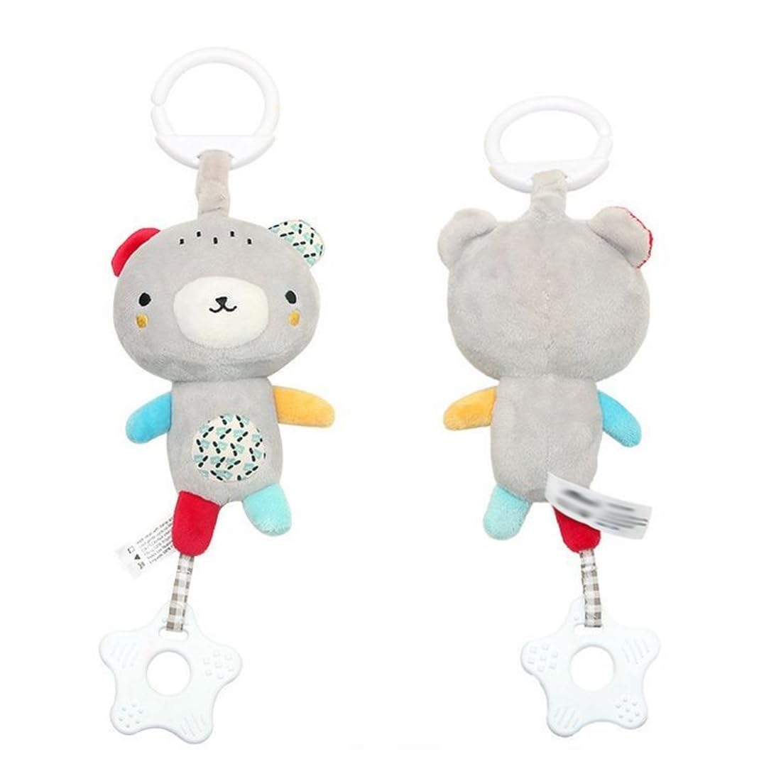 IKOPFLN Sonajero de Oso Suave para Bebés 0-12 Meses | Juguete Sensorial con Campanas para Cochecito y Cuna | Regalo de Navidad y Cumpleaños | Estimula el Desarrollo Sensorial