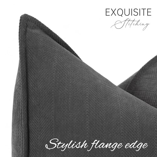 ZWJD Rustic Gray Pillow Covers 12x20 Set of 2 Chenille Throw Pillow Covers with Elegant Design Soft and Luxurious Decorative Throw Pillows for Couch, Bed, and Home Decor