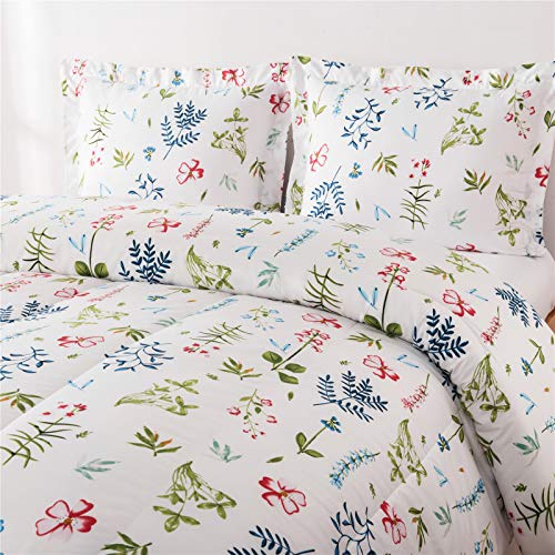 Shatex King Comforter 3 Piece King Size Bed Comforter Set Bedding Comforter Sets Flower Printed Comforter– Ultra Soft 100% Microfiber Polyester – Flower Pattern Comforter with 2 Pillow Shams - Thumbnail 2