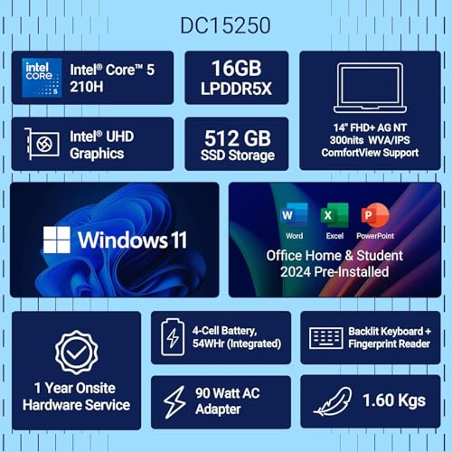 Image of Dell Inspiron 14 Plus 7440 Laptop, Intel Core 5 210H, 16GB RAM, 512GB SSD, 14.0 inch (35.56cm) FHD+ Display, Win 11 + MSO 2024, Backlit KB + FPR, Ice Blue, 1.6kg