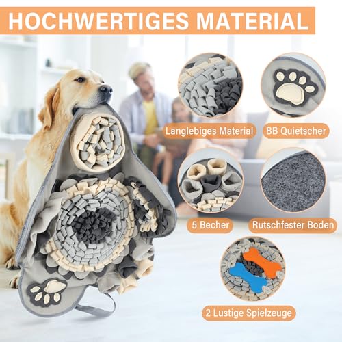 SUPERWSLING Schnüffelteppich für Hunde Cleveres Hundespielzeug mit Anti Rutsch Intelligenzspielzeug für Anti Stress Schnüffelmatte Spielteppich Für Kleine & Große Hunde