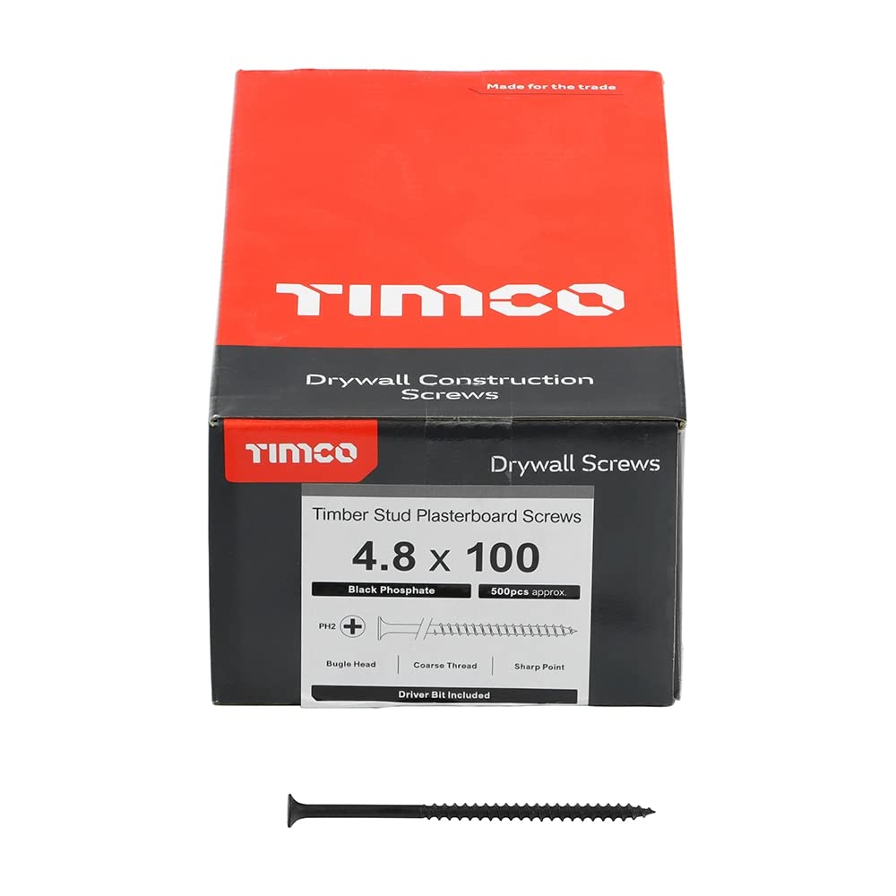 Timco Dark Grey Ph2 Philips Coarse Drywall Screw - 4.8 X 100 - Grey - Box Of 500