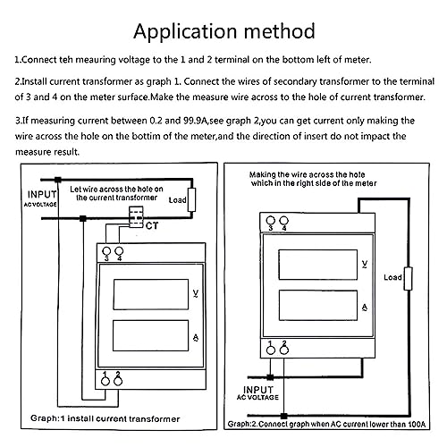 Voltmètre ampèremètre din rail avec transformateur intégré LED - 4
