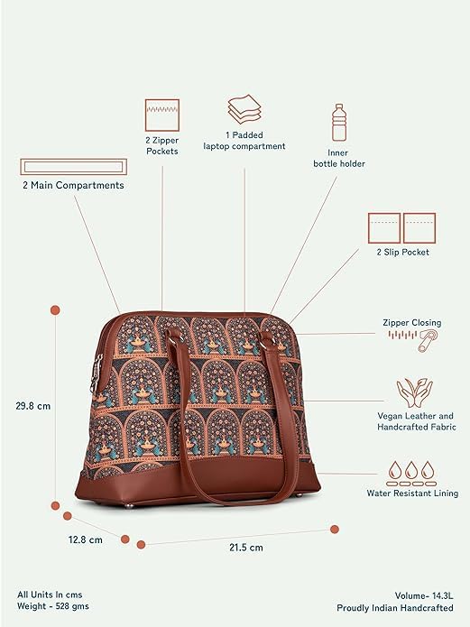Women’s Jute & Vegan Leather Tote Bag – Handcrafted Work Shoulder Bag with Double Handles, Spacious Carryall for Office, Daily Use & Travel
