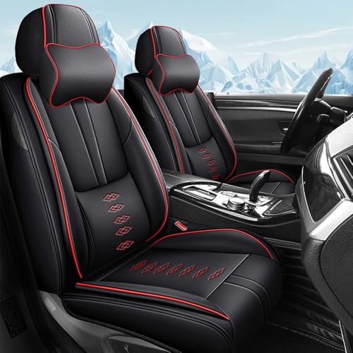 Image of Car Seat Covers for Toyota Camry 2012-2025 2026,Waterproof Leather Seat Covers 2-Seats Luxury,Car Interior Accessories with Airbag,Car Seat Protectors for Camry(Black+Red)