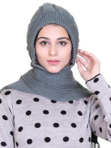 Image of Gajraj Unisex Soft Knitted Winter Warm Woolen Cap with Woolen Lovely Muffler|Fur Cap with Muffler