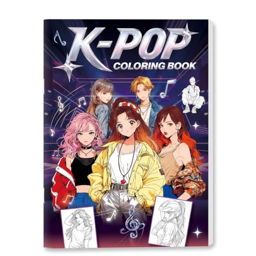 DYIOTF K-POP Libro para Colorear de : Álbum de Estilo Anime y Kpop para Niñas y Fans, Formato A4, Ideal para Regalos y Actividades de Manualidades Creativas