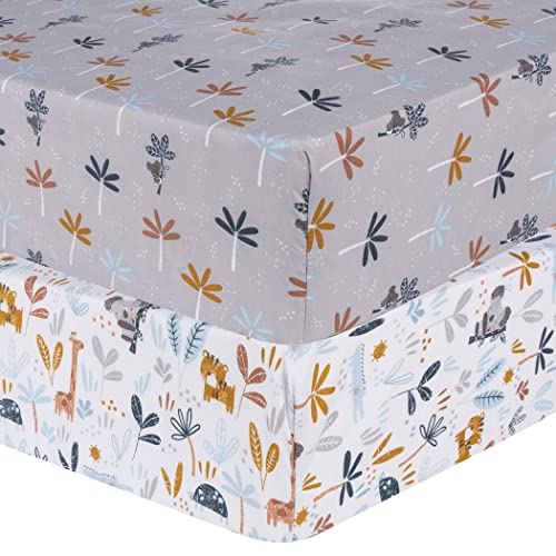 Image of Sammy & Lou Koala Palms 2-Pack Microfiber Fitted Crib Sheet Set, Fits Standard Crib Mattress 28 in x 52 in; Fully Elasticized,
