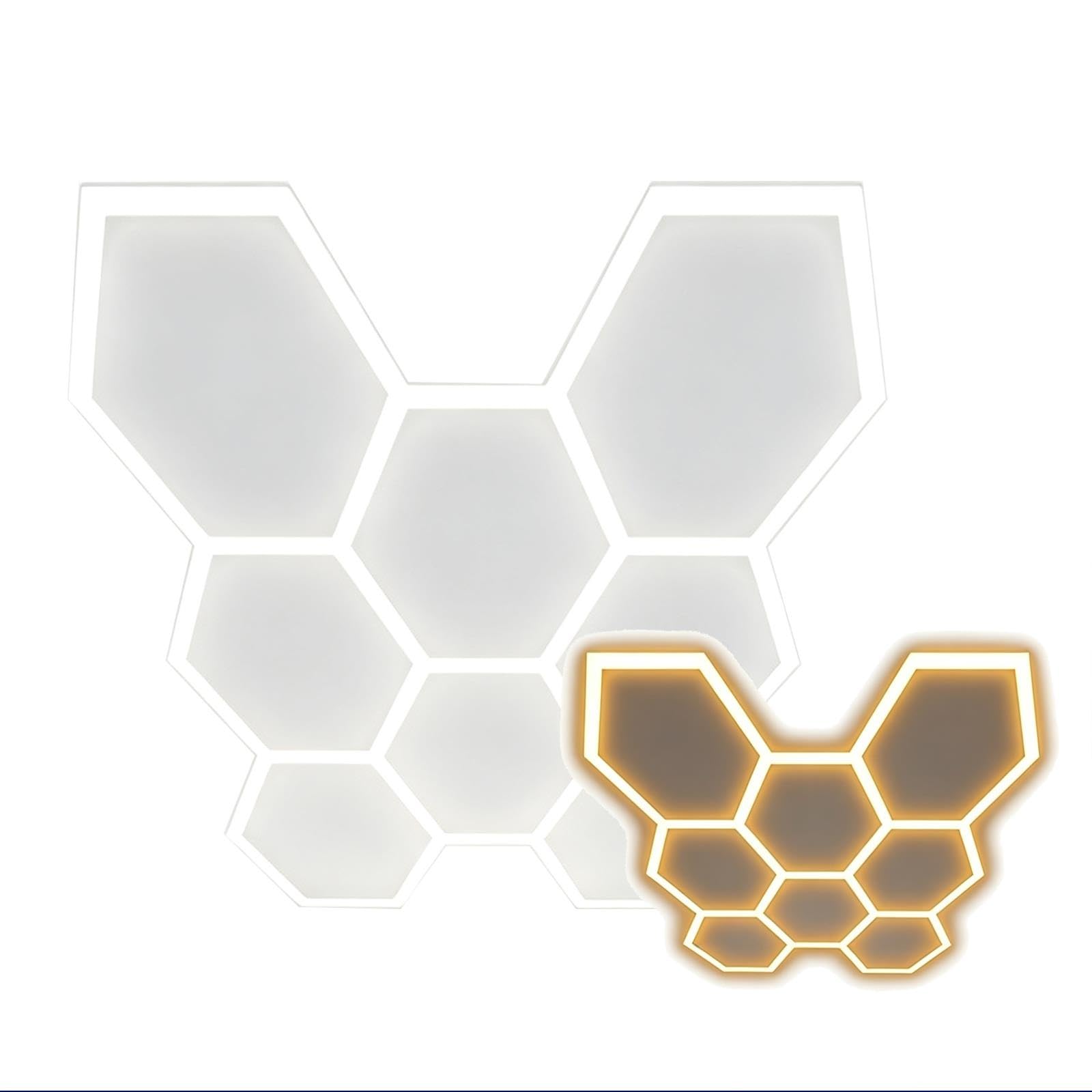 Éclairage De Garage À 8 LED Hexagonales (3000 K -6000 K) | Plafonnier D'éclairage LED Hexagonal, Changement De Couleur, For Atelier, Gymnase, Entrepôt