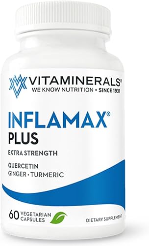 Vitaminerals 121+ Inflamax Plus Manejo saludable de la inflamación Quercetina Enzimas proteolíticas Jengibre Cúrcuma Tapas vegetales (60)