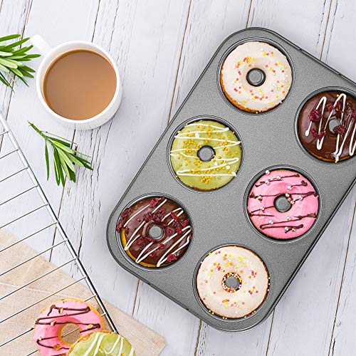 Donut Baking Pans, ENLOY Non-Stick 6-Cavity Donut Pan, BPA Free Carbon Steel Cake Baking Pan, Dishwasher Safe, Set of 2