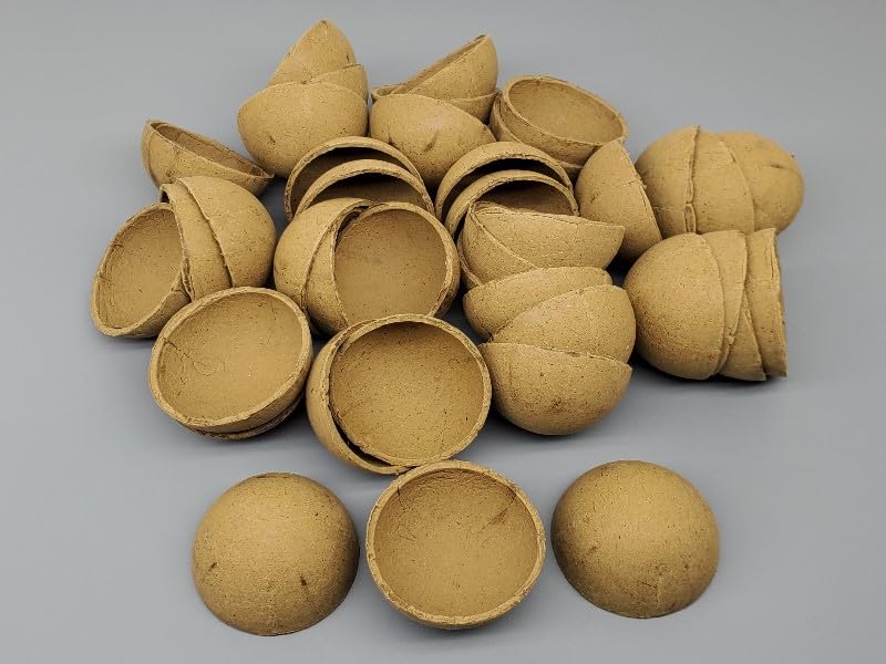 PyroBuild 2" Brown Paper Firework Ball Shells, 20 Sets (40 Pcs), Craft Supplies
