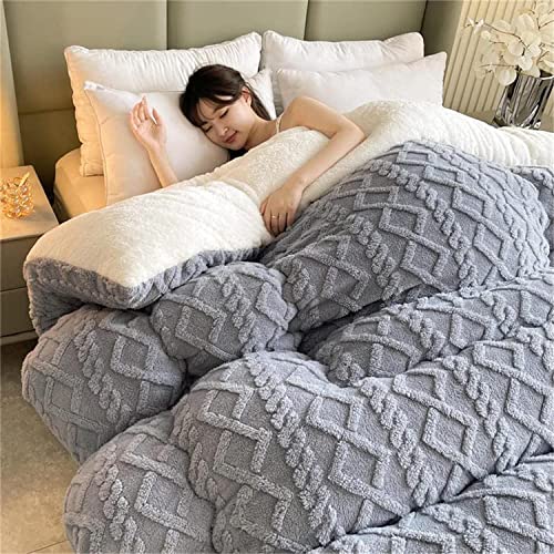 2023 New Thickened Super Soft Insulation Hibiscus Winter Quilts, Lightweight Breathable Warmth Thick Bed Comforters, Fluffy Plush Double-Sided Twin Size Velvet Blanket Quilt for Cold Weather.