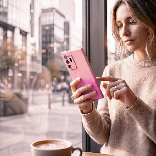 Image of amazon basics Gradient Mag-Safe Case for Samsung Galaxy Note 20 Ultra | Soft Silicone Shockproof Cover with Camera Protection | Slim Lightweight Design | Smooth Touch & Durable - Light and Dark Pink