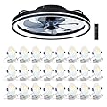 zouzai 24 Pack 4 Inch Ultra-Thin LED Recessed Ceiling Light with Junction Box 5CCT Adjustable Dimmable and Modern Bedroom ceing Light with Fan 20 inch