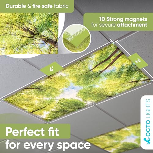 Image of Magnetic Tree Cover for Fluorescent Or LED Fixture - Fluorescent Light Covers for Ceiling Lights - Must Haves for Teacher Supplies - Classroom, Home, Office Decor - Shades Overhead Lighting