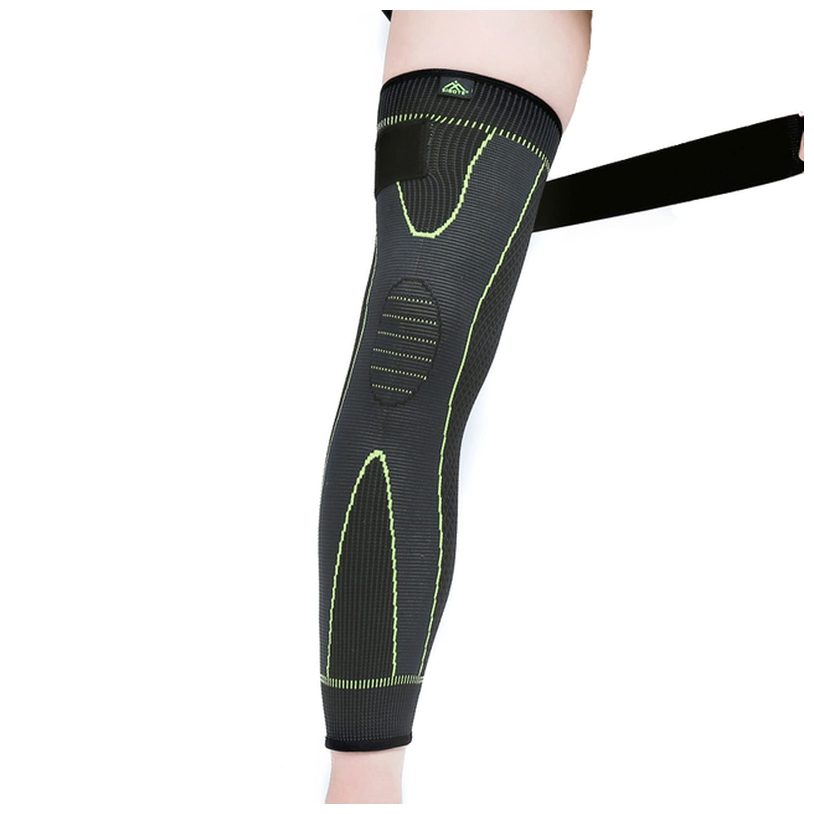 Genouillère de Sport à Rayures Jaune-Vert élastiques, Manchon de Jambe, Bandage antidérapant, jambière de Compression,Protection des Jambes(XXL Nonslip Bandage)