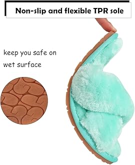 Womens & Girls Slippers Ladies Fluffy Plush House Slippers Cozy Open Toe Faux Fur Sliders for Girls Warm Sandals Indoor Winter